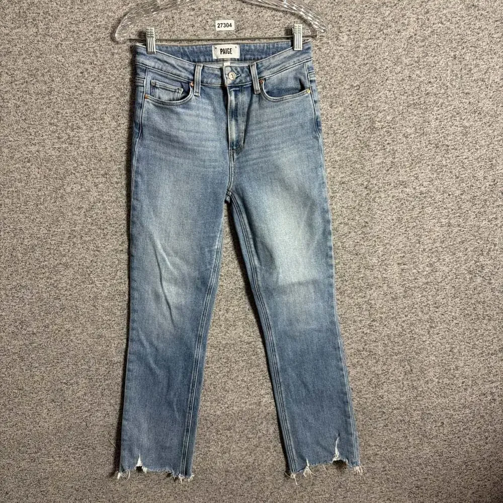 Paige Women's Size 27 Light Wash Blue Stretch Cindy High Waisted Straight Jeans